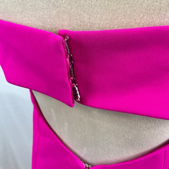 Jay Godfrey Off Shoulder Mini Dress 8 Bright Pink Semi-Open Back - Picture 12 of 14